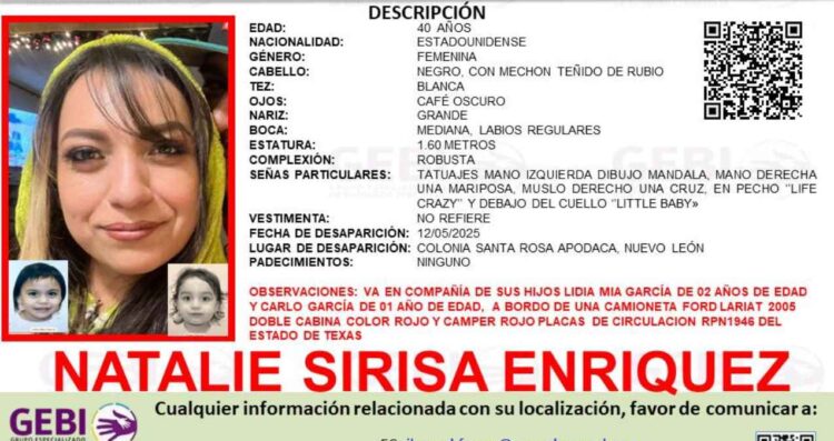 Mujer estadounidense desaparece junto con sus 2 hijos en Apodaca, Nuevo León