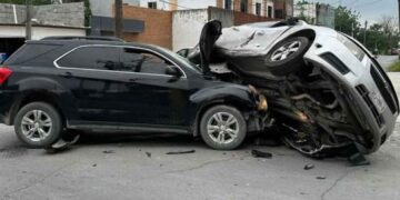 Accidente vial en el centro de Matamoros deja daños