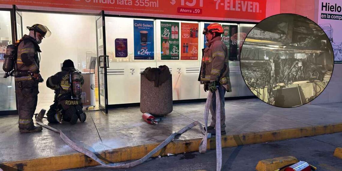 Se registra incendio en una tienda de conveniencia en la colonia Cumbres de Monterrey, Nuevo León