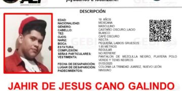 Solicitan apoyo para localizar a un joven que desapareció en Juárez, Nuevo León