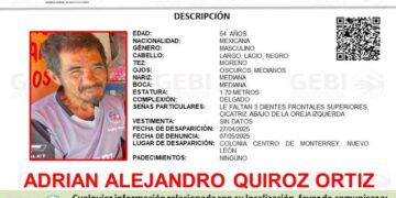 Solicitan ayuda para localizar a un masculino que se encuentra desaparecido en Monterrey, Nuevo León