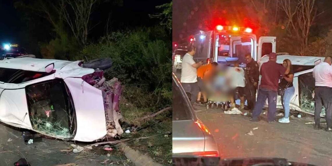 Volcadura taxi Juárez Fallecida