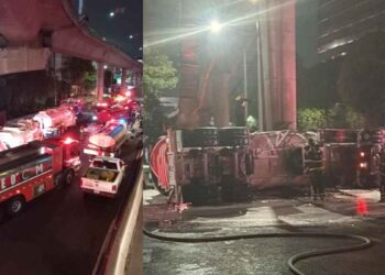 Vuelca pipa de Pemex en los carriles centrales de Periférico en la CDMX