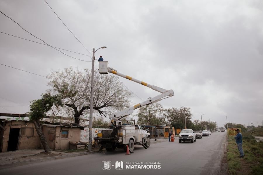 alumbrado público en Matamoros