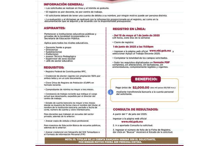 apoyo económico docentes en Nuevo Laredo