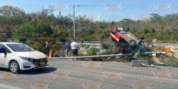 volcadura de taxi en Altamira