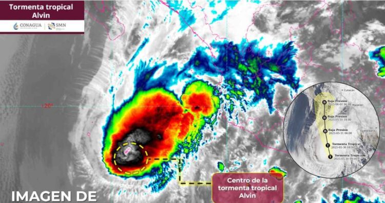 ¿Cuál es la trayectoria de la Tormenta tropical Alvin en su acercamiento hacia México?