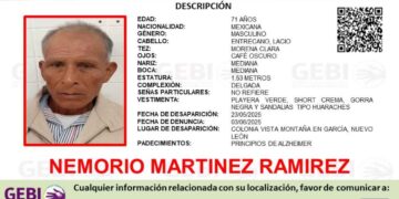 Adulto mayor desaparece en la colonia Vista Montaña de García, Nuevo León