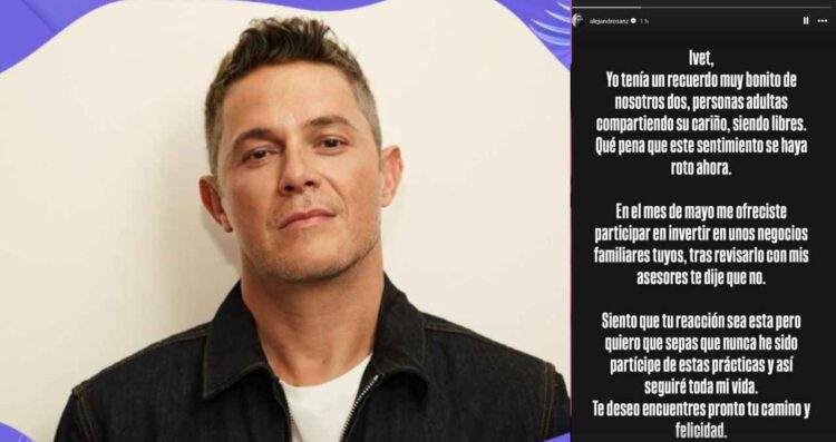 Alejandro Sanz rompe el silencio tras acusaciones de Ivet Playà
