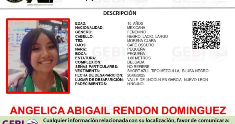 Autoridades buscan a una joven que desapareció en García, Nuevo León