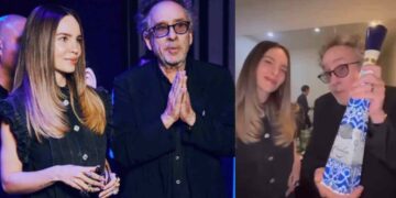 Belinda sorprende a Tim Burton con un tequila exclusivo durante exposición