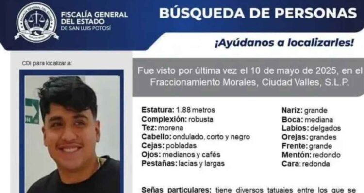 Buscan a Noé Cedillo, joven desaparecido en Ciudad Valles desde el 10 de mayo