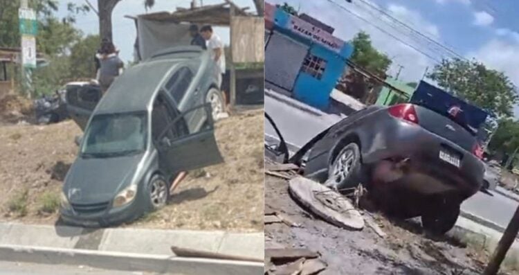 Cae automóvil a canal de desagüe en Reynosa, Tamaulipas