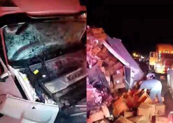 Camión con cerveza vuelca en la carretera Mante–Tampico en Tamaulipas