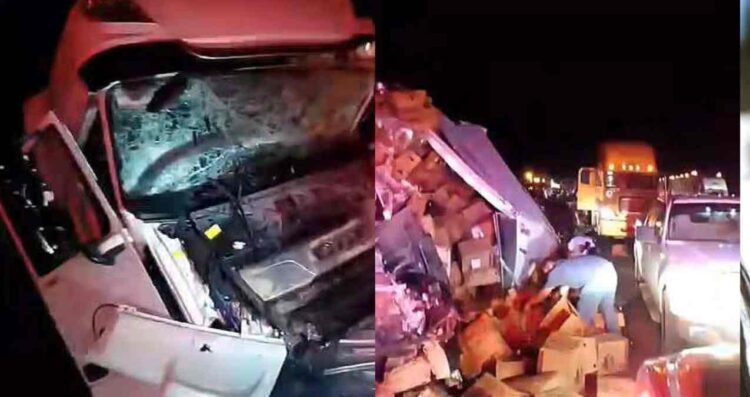 Camión con cerveza vuelca en la carretera Mante–Tampico en Tamaulipas