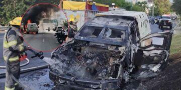 Camión valores incendia Monterrey