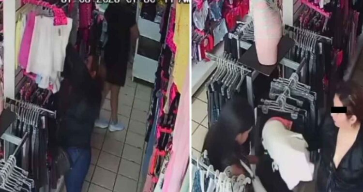 Captan a tres mujeres robando ropa en una tienda de Cadereyta, Nuevo León