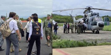 Claudia Sheinbaum sobrevuela las zonas afectadas de Oaxaca tras el huracán Erick
