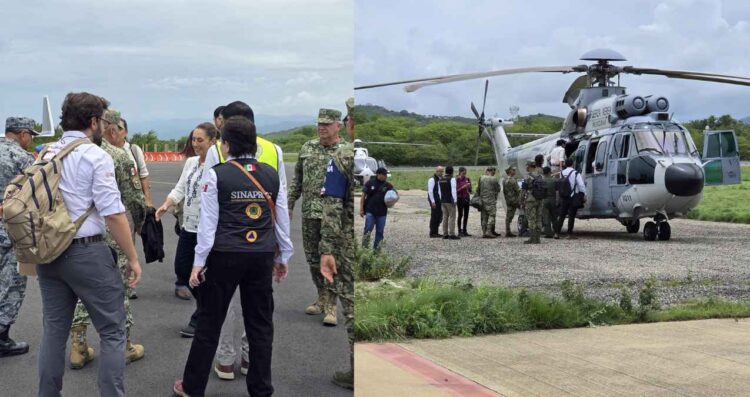 Claudia Sheinbaum sobrevuela las zonas afectadas de Oaxaca tras el huracán Erick