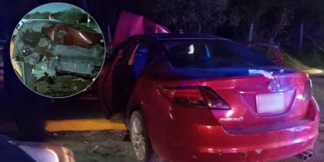 Conductor pierde el control y choca contra barandal en Juárez, NL; hay 3 mujeres heridas