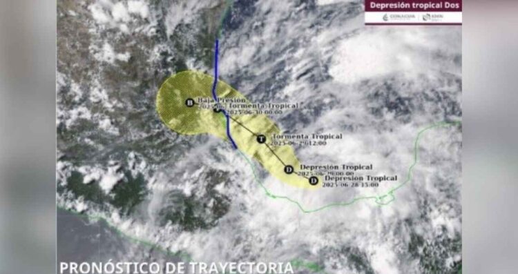 Depresión Tropical Dos trayectoria