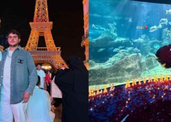 Emily Álvarez y Jaziel Avilez celebran su primer aniversario con cena romántica en un acuario