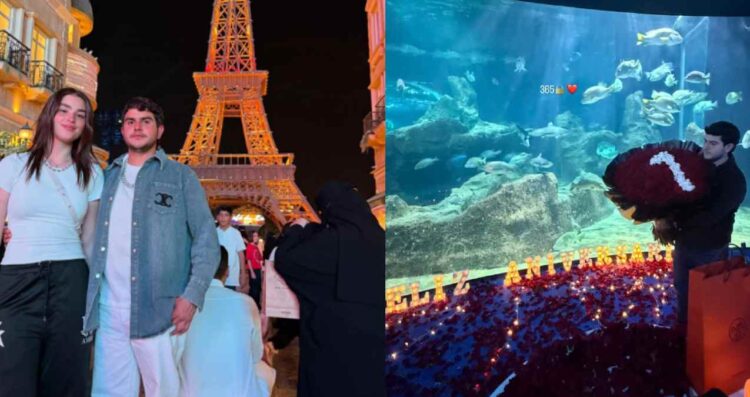Emily Álvarez y Jaziel Avilez celebran su primer aniversario con cena romántica en un acuario