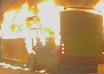 Hallan cinco cuerpos calcinados en autobús incendiado en Acapulco