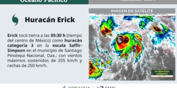 Huracán Erick impacta como categoría 3 en Oaxaca
