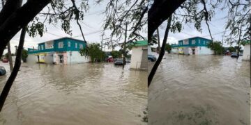 Inundaciones tras lluvias en colonia de Victoria, Tamaulipas
