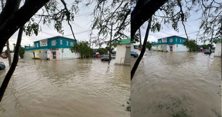 Inundaciones tras lluvias en colonia de Victoria, Tamaulipas