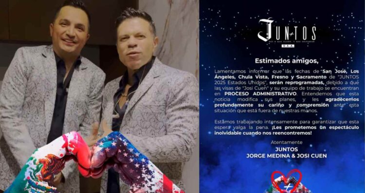 Josi Cuen y Jorge Medina posponen gira en Estados Unidos por trámites de visa