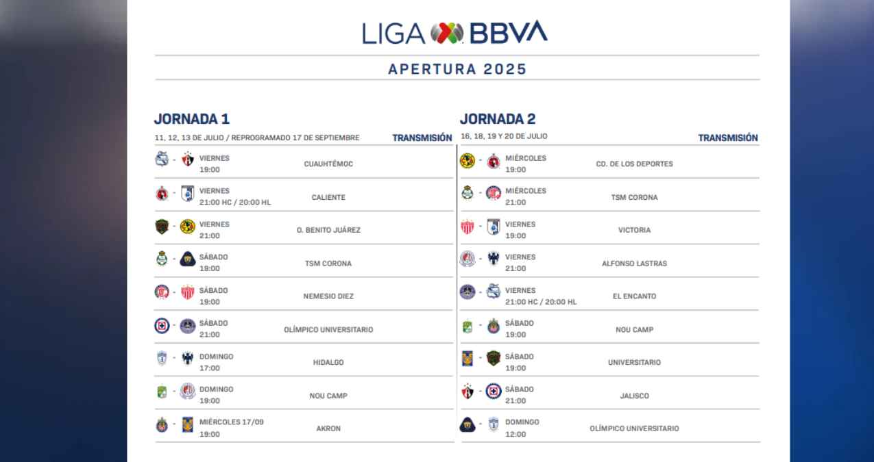 Liga MX Revelan el calendario del torneo Apertura 2025