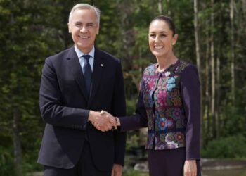 Mark Carney recibe a Claudia Sheinbaum en Alberta, Canadá