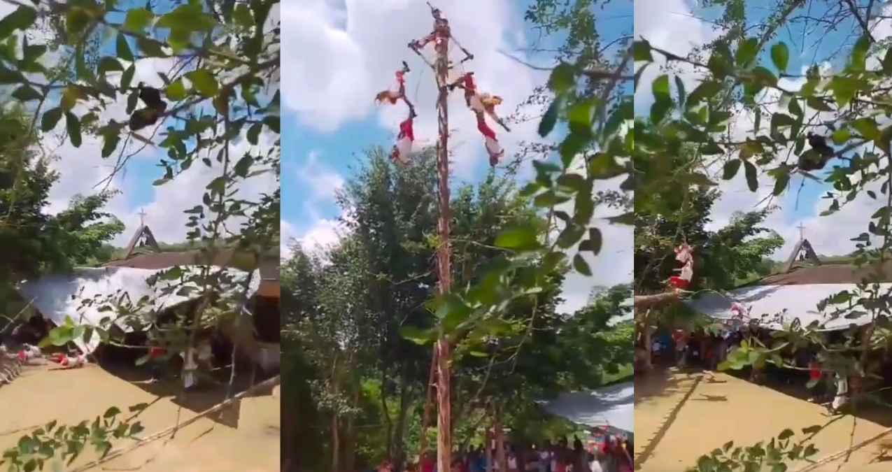 Momento exacto en que cayeron los voladores de Papantla; video