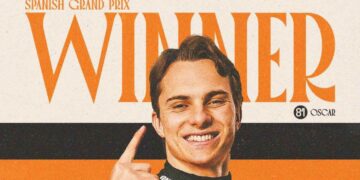 Oscar Piastri gana el Gran Premio de España y Verstappen se desploma en la recta final