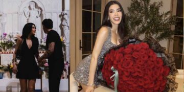 Peso Pluma sorprende a Kenia Os con lujoso ramo y desatan rumores de boda