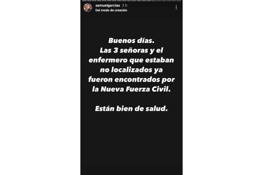 Samuel García confirma la localización de 3 mujeres y un enfermero del IMSS que se encontraban desaparecidos en Nuevo León