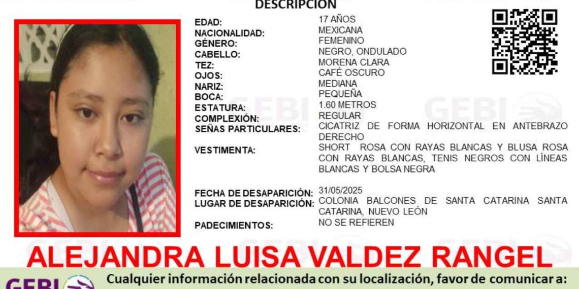 Solicitan ayuda para encontrar a una joven que desapareció en Santa Catarina, NL