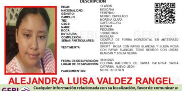 Solicitan ayuda para encontrar a una joven que desapareció en Santa Catarina, NL