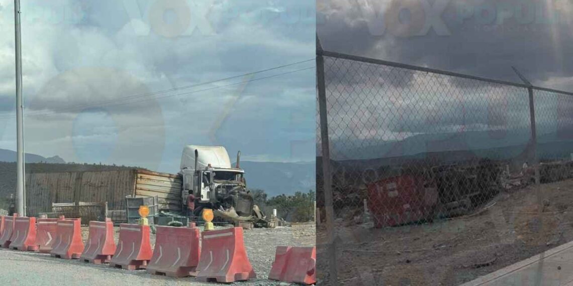 Tractocamión vuelca en Jaumave