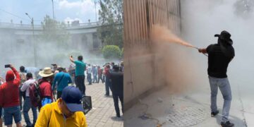 VIDEOS: Maestros de la CNTE intentan entrar a la fuerza a las instalaciones de la Segob