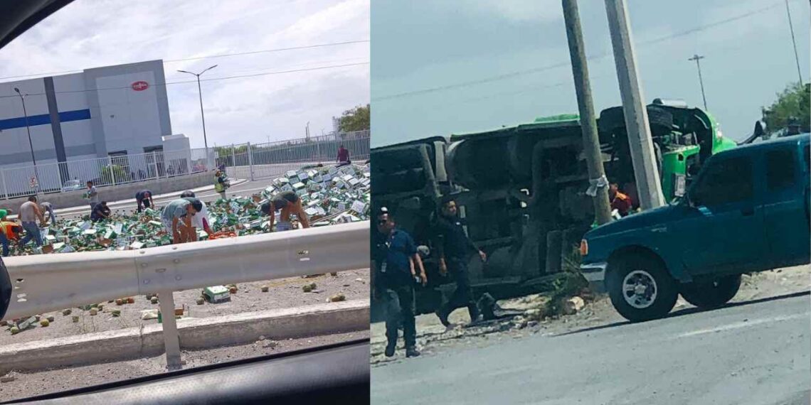 Volcadura de tráiler con mangos desata rapiña en Reynosa, Tamaulipas