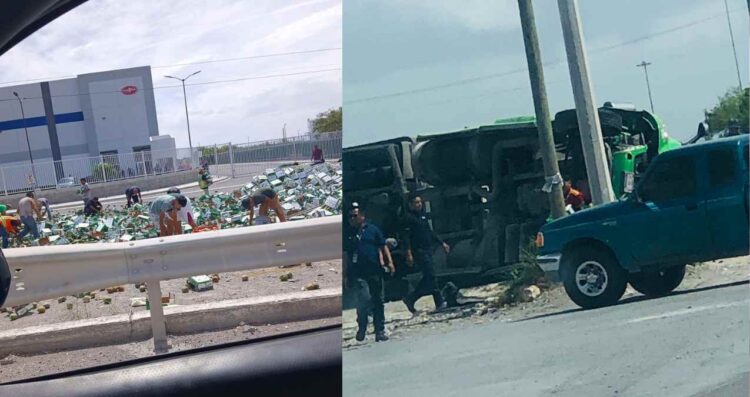 Volcadura de tráiler con mangos desata rapiña en Reynosa, Tamaulipas