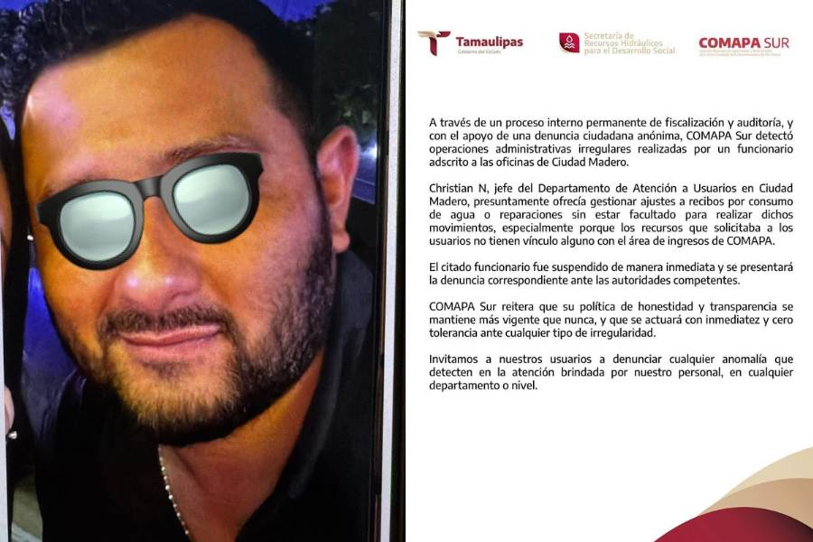 destitución de funcionario en COMAPA de Madero