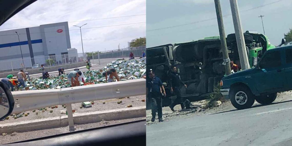 _volcadura tráiler mangos Reynosa