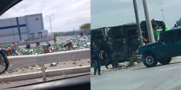 _volcadura tráiler mangos Reynosa