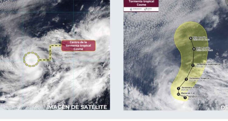 ¿Cuál es la trayectoria de la tormenta tropical Cosme, según la Conagua