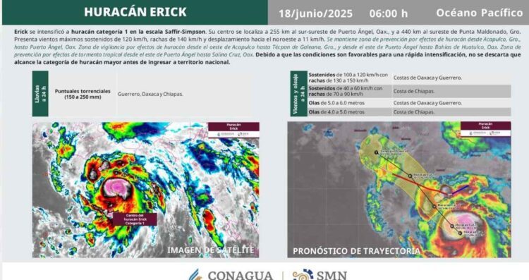 ¿Cuáles son los estados y municipios que se verán más afectados por el huracán Erick, según Protección Civil?