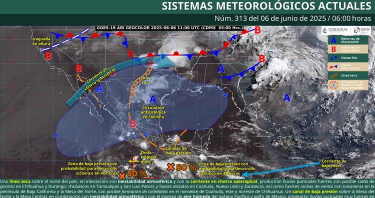 ¿Dónde habrá altas temperaturas y lluvias intensas este viernes 6 de junio?